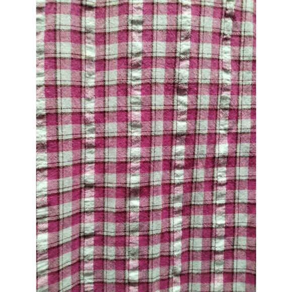 Woman Within Plus Size 1X Pink White Check 22/24 Button Up V-Neck Seersucker Top - Picture 3 of 6